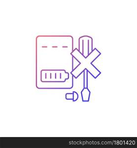 Dont disassemble powerbank gradient linear vector manual label icon. Dont dismantle. Thin line color symbol. Modern style pictogram. Vector isolated outline drawing for product use instructions. Dont disassemble powerbank gradient linear vector manual label icon