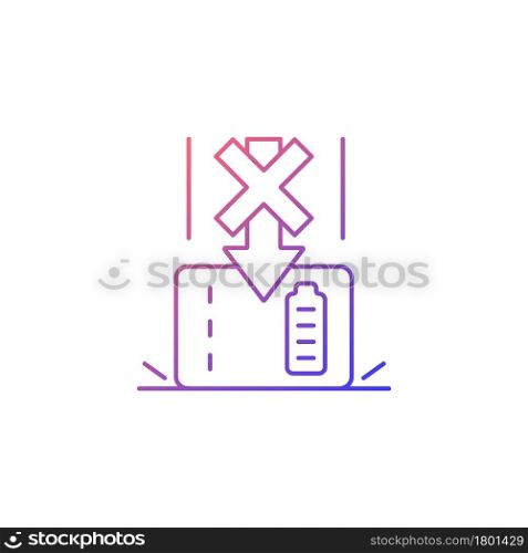 Dont drop powerbank gradient linear vector manual label icon. Fragile content damage. Thin line color symbol. Modern style pictogram. Vector isolated outline drawing for product use instructions. Dont drop powerbank gradient linear vector manual label icon