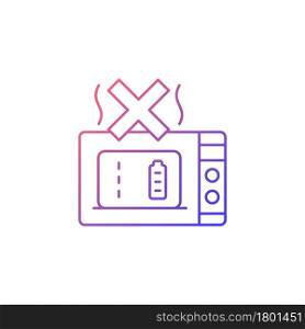 Dont microwave powerbank gradient linear vector manual label icon. Damage to unit. Thin line color symbol. Modern style pictogram. Vector isolated outline drawing for product use instructions. Dont microwave powerbank gradient linear vector manual label icon