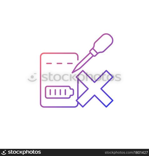Dont puncture powerbank gradient linear vector manual label icon. Hazard gas escape. Thin line color symbol. Modern style pictogram. Vector isolated outline drawing for product use instructions. Dont puncture powerbank gradient linear vector manual label icon