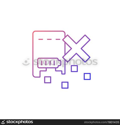 Dont shred powerbank gradient linear vector manual label icon. Proper recycling. Thin line color symbol. Modern style pictogram. Vector isolated outline drawing for product use instructions. Dont shred powerbank gradient linear vector manual label icon