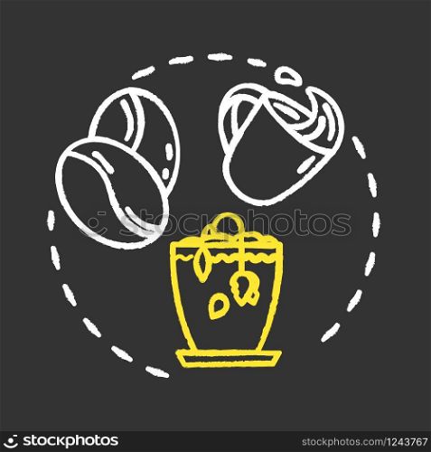 Dont tip tea chalk RGB color concept icon. Herbs cultivation. Indoor gardening. Dont overturn coffee to pot idea. Vector isolated chalkboard illustration on black background