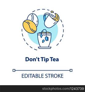 Dont tip tea concept icon. Herbs cultivation. Indoor gardening. Dont overturn coffee to pot idea thin line illustration. Vector isolated outline RGB color drawing. Editable stroke