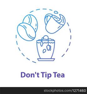 Dont tip tea concept icon. Herbs cultivation. Indoor gardening. Dont overturn coffee to pot idea thin line illustration. Vector isolated outline RGB color drawing