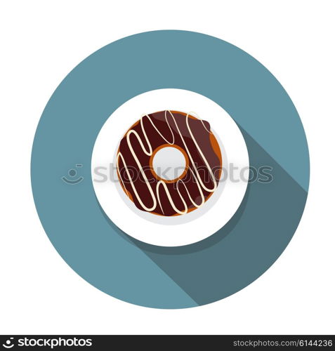 Donut Flat Icon with Long Shadow, Vector Illustration Eps10