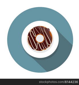 Donut Flat Icon with Long Shadow, Vector Illustration Eps10