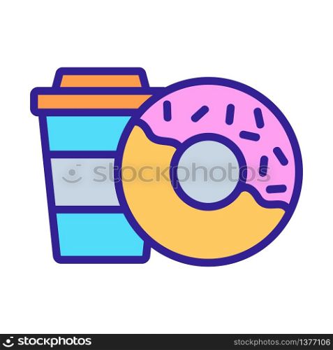 donut half glazed with coffee icon vector. donut half glazed with coffee sign. color symbol illustration. donut half glazed with coffee icon vector outline illustration