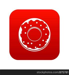 Donut icon digital red for any design isolated on white vector illustration. Donut icon digital red