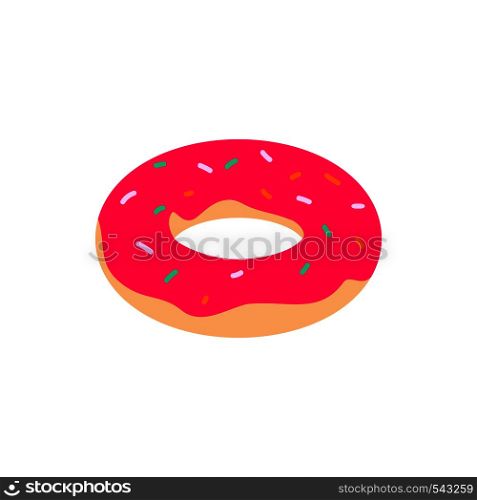 Donut icon in isometric 3d style isolated on white background. Food and eating symbol . Donut icon, isometric 3d style