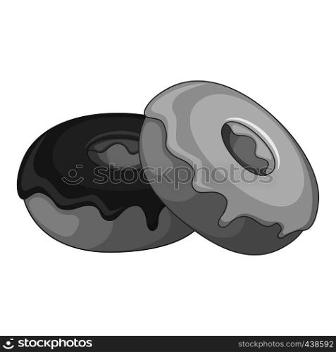 Donut icon in monochrome style isolated on white background vector illustration. Donut icon monochrome