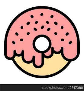 Donut icon. Outline donut vector icon color flat isolated. Donut icon color outline vector