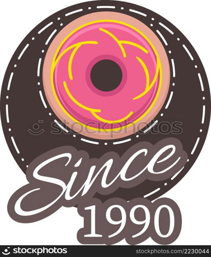 donut logo, delicious tasting bread making business, flat illustration