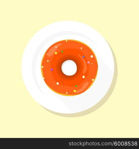 Donut logo. Sweet donuts design flat food. Doughnut, donuts coffee, donut isolated, coffee and cookies, cake bakery, dessert menu, snack pastry, tasty. Donuts shop. Donut icon. Donuts glaze