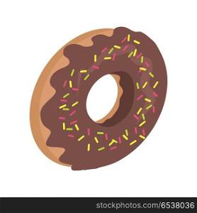 Donut logo. Sweet doughnut design flat food.. Donut logo. Sweet doughnut design flat food. Chocolate donut isolated on white. Confectionery cookies cake bakery, dessert menu, snack pastry, tasty. Donuts shop. Donut icon. Donuts glaze. Vector