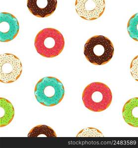 Donut seamless pattern. Sweet donut pastel background. Cupcake seamless pattern. Dessert background. Design poster for print. Wallpaper for kids. Vector.