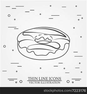 Donut thin line icon. Donut isolated. Vector dark grey. Vector illustration.
