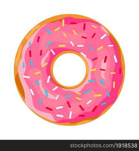 donut with pink glaze. donut icon, vector illustration in flat style. donut with pink glaze.