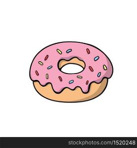 donut with rainbow sprinkles. Cute vector illustration