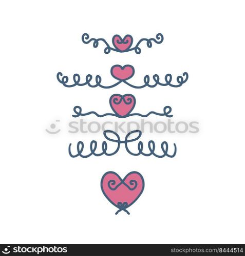Dood≤heart border template concept col≤ction. Modern vector illustration. Perfect for wedding card decoration, ban≠r, invitation, poster.