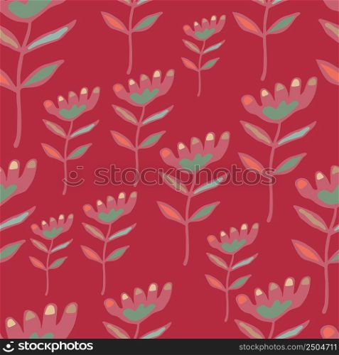 Doodle art floral seamless pattern. Folk flower wallpaper. Cute ditsy print. Creative plants endless wallpaper. Design for fabric, textile print, wrapping, cover. Vector illustration. Doodle art floral seamless pattern. Folk flower wallpaper. Cute ditsy print.
