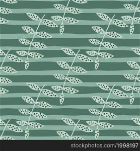 Doodle branch seamless pattern on stripe background. Abstract botanical backdrop. Creative floral ornament. Design for fabric , textile print, surface, wrapping, cover. Vector illustration.. Doodle branch seamless pattern on stripe background. Abstract botanical backdrop. Creative floral ornament.