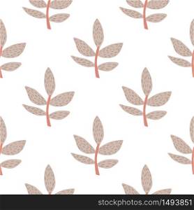 Doodle branches with leaves seamless pattern in Scandinavian style. Decorative ornamental spring endless wallpaper. Vector illustration. Design for fabric, textile print, wrapping paper, cover.. Doodle branches with leaves seamless pattern in Scandinavian style. Decorative ornamental spring endless wallpaper.