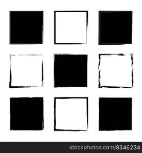 Doodle brush squares. Hand drawn abstract frame set. Photo frame. Vector illustration. Stock image. EPS 10.. Doodle brush squares. Hand drawn abstract frame set. Photo frame. Vector illustration. Stock image. E