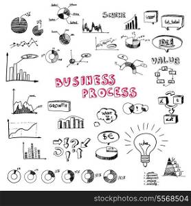 Doodle business diagrams vector illustration set on white