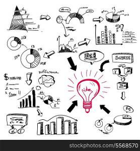Doodle business infographics vector illustration set on white