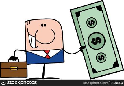 Doodle Businessman Holding Dollar