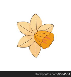doodle cartoon narcissus daffodil flowers vector illustration with line. doodle cartoon narcissus daffodil flowers vector