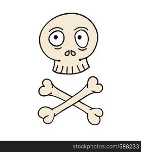 Doodle cartoon skull and crossbones. Pirate sign and symbol. Hand-drawn design element for danger or poison. Jolly roger. Doodle cartoon skull and crossbones. Pirate sign and symbol. Hand-drawn design element for danger or poison. Jolly roger.