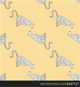 Doodle cheetah seamless pattern. Hand drawn cute leopard endless wallpaper. Wild animals background. Design for fabric, textile, wrapping, illustration. Doodle cheetah seamless pattern. Hand drawn cute leopard endless wallpaper. Wild animals background.