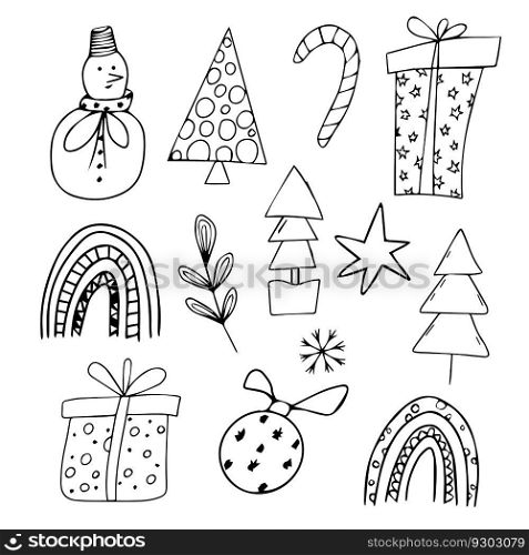 Doodle Christmas New Year writting hands on white background. Doodle Christmas New Year writting hands