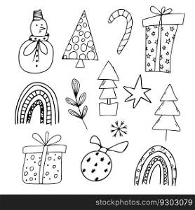 Doodle Christmas New Year writting hands on white background. Doodle Christmas New Year writting hands