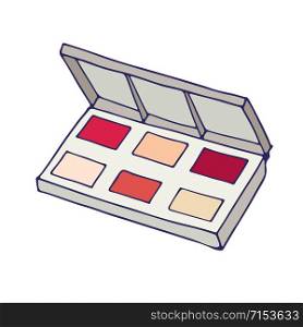 Doodle colored cosmetic makeup palette in case. Vector icon isolated on white background. Doodle colored cosmetic makeup palette in case. Vector icon isolated on white background.