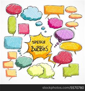 Doodle comic chat bubbles collection isolated vector illustration