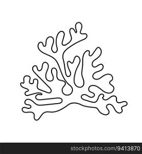 Doodle Coral outline. Vector icon isolated. Concept the world day ocean, sea plants. Simple elements for icon, cover, print, poster, card, web element, card for children.. Doodle Coral outline. Vector icon isolated. Concept the world day ocean, sea plants.
