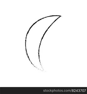 Doodle cosmos illustration in childish style. Hand drawn abstract space crescent. Black and white. Vector line print, design, banner, poster.