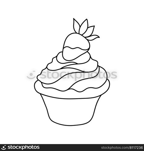 Doodle cupcake. Design sketch element for menu cafe, bistro, restaurant, coffeehouse, bakery, label, poster, banner, flyer and packaging. Vector illustration on a white background.. Doodle cupcake. Design sketch element for menu cafe, bistro, restaurant, coffeehouse, bakery, label, poster, banner, flyer and packaging. Vector illustration 