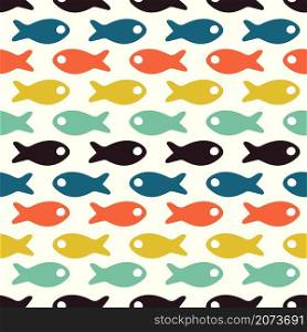 Doodle fishes. Abstract fish pattern. Seamless texture with simple underwater. Water animal, childish or wallpaper vector design. Illustration trendy wrapping, undersea fish and aquarium pattern. Doodle fishes. Abstract fish pattern. Seamless texture with modern simple underwater element. Water animal background, childish cloth or wallpaper vector print design