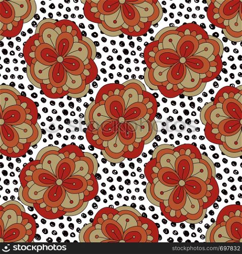 Doodle floral pattern. Vector autumn seamless background. Illustration for wrapping paper. Doodle floral pattern. Vector autumn seamless background. Illustration for wrapping paper, packaging design and textile fabric