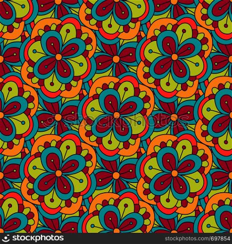 Doodle floral pattern. Vector seamless background. Illustration for textile fabric.. Doodle floral pattern. Vector seamless background. Illustration for textile fabric