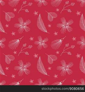 Doodle flowers pattern Viva Magenta color of the year 2023.