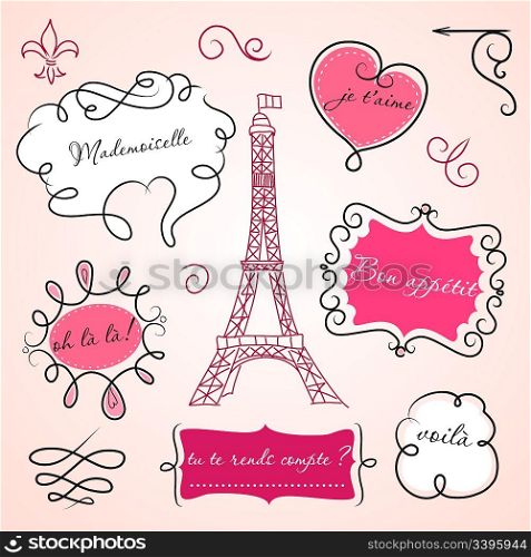 Doodle frames in French style