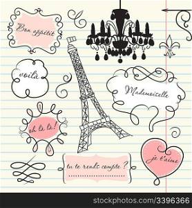 Doodle frames in French style