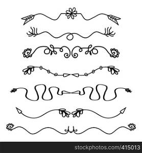 Doodle hand drawn dividers,graphic elements,isolated on white background,vector illustration. Doodle hand drawn dividers,graphic elements