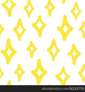Doodle hand drawn rhombus ornament isolated on white background. Simple yellow seamless pattern.
