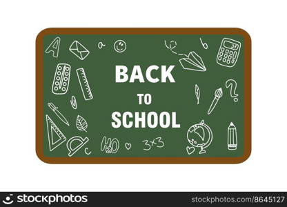 Doodle. Hand-drawn school supplies on a white background. Back to school. Vector illustration.. Doodle. Hand-drawn school supplies on a white background. Back to school. Vector illustration