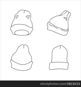 Doodle hat beanie design. Winter vector illustration isolated on white background.